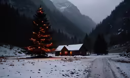this is a small home in the snow