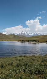 a body of water surrounded by mountains