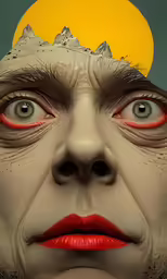 an illustration of a creepy and creepy face with eyes