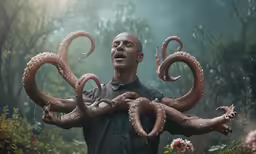 the creature with three tentacles is holding out his chest