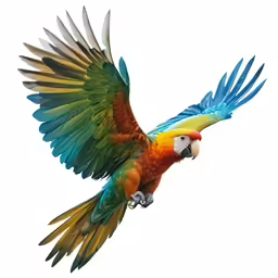 a colorful bird flying through the air on its hind legs