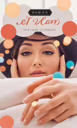 a woman holding her hand to her face and wearing a polka dot hat