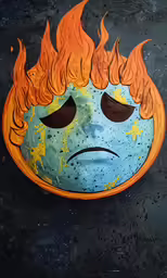 an illustrated fire painted on to the face of a man