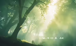 a green and sunlit forest is the backdrop for this picture