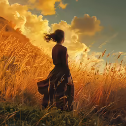 a woman in a long dress is standing outside