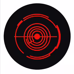 the red lines on the black bulls eye target is visible