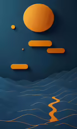 an abstract digital painting featuring several overlapping shapes
