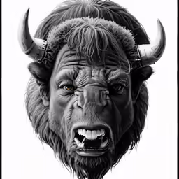 a big bison with some horns on his head