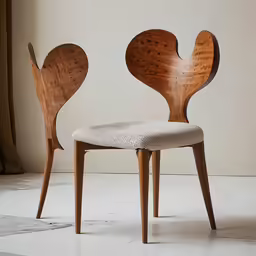 a pair of chairs are next to each other