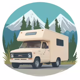 an advertisement showing a truck with a camper on the front