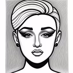 the face of a woman with long hair and earrings,a black and white image of a woman with a short pimpy hair,a woman