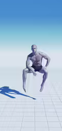 a man is standing on a tiled floor