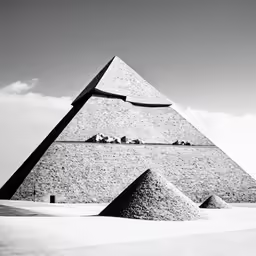 a very tall, grey triangle shaped building sitting in the middle of a desert