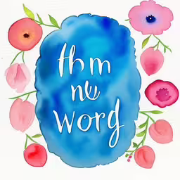 blue watercolor with a blue sign that says ah no woy,there is a watercolor painting with the words am we wory on it