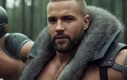 a man with a hooded hood in front of a forest
