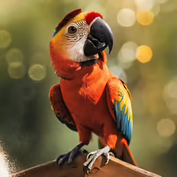 this colorful bird is standing on the limb