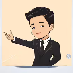 the young man is pointing to something on the wall