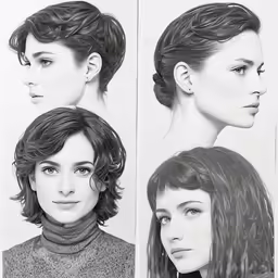 different hairstyles of people, from the top view and below