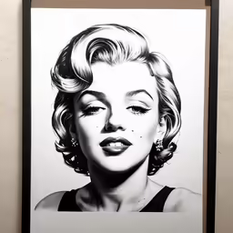 a drawing of marilyn monroe on a wall