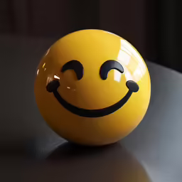 a yellow smiley face jar sitting on top of a table