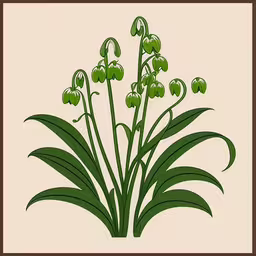 an image of flowers with a brown frame on it,flowers in the frame are green with leaves