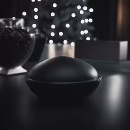 a close up of a shiny black mouse