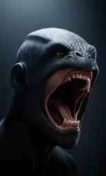 a creature with an open mouth that is snarling