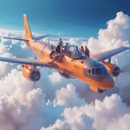 there are some people on the large plane in the air