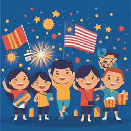 a group of kids celebrating a fourth of july