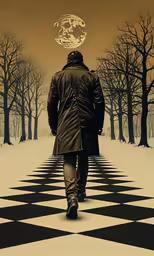 a person walking on a pathway in a forest