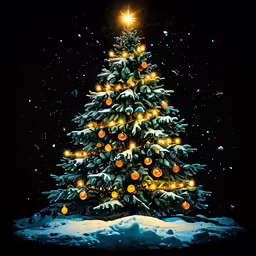 a christmas tree with many lit up balls