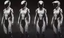 various angles of a woman with white bodysuits