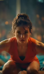 a women with a messy bun on top of her head