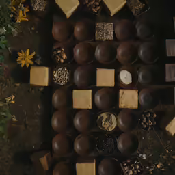 chocolate pieces, brown sauce and other confection on the ground