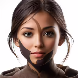 a young woman with face art on her face