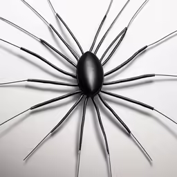 black spider legs on white umbrella with black background