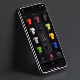 an iphone displaying the colors of t - shirts on it