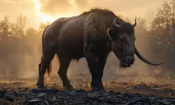 a long - haired animal standing on a field
