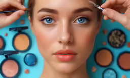 a woman putting a mascara in her eyes