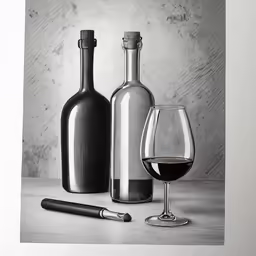 a bottle and glass sit next to the bottle