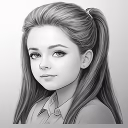a pencil drawing of an anime girl with long hair