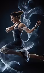 woman in motion posing while she is running