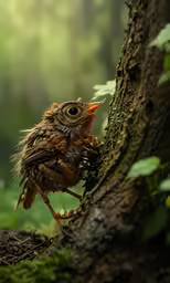 an owl is sitting on top of a tree