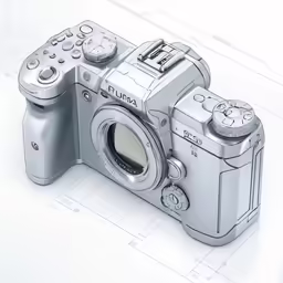 a digital camera is shown in front of a drawing