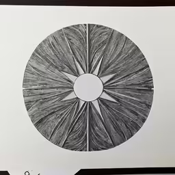 the black and white drawing is on top of a paper