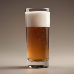 a tall glass filled with liquid and beer