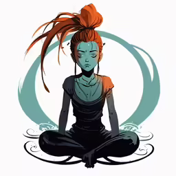 a woman is sitting in the middle of a meditation position