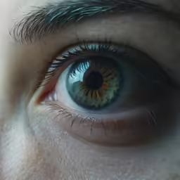 a close up view of the eye of a person