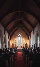 a photo taken inside a church during a mass