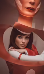 a girl that is sitting down looking through some papers